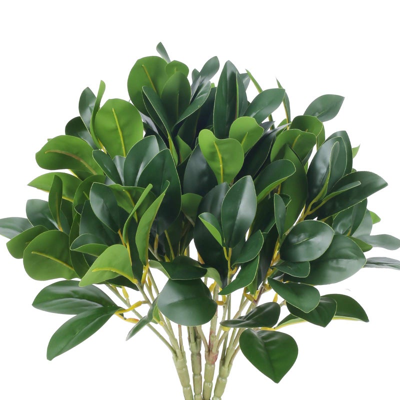 HO2NLE 4Pcs Artificial Shrubs Plants Fake Eucalyptus Leaves Stems Faux Greenery Branches for Garden Window Box Home Wedding Courtyard Outdoor Office Kitchen Decoration - Image 1