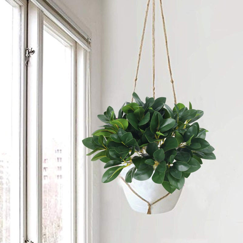 HO2NLE 4Pcs Artificial Shrubs Plants Fake Eucalyptus Leaves Stems Faux Greenery Branches for Garden Window Box Home Wedding Courtyard Outdoor Office Kitchen Decoration - Image 2