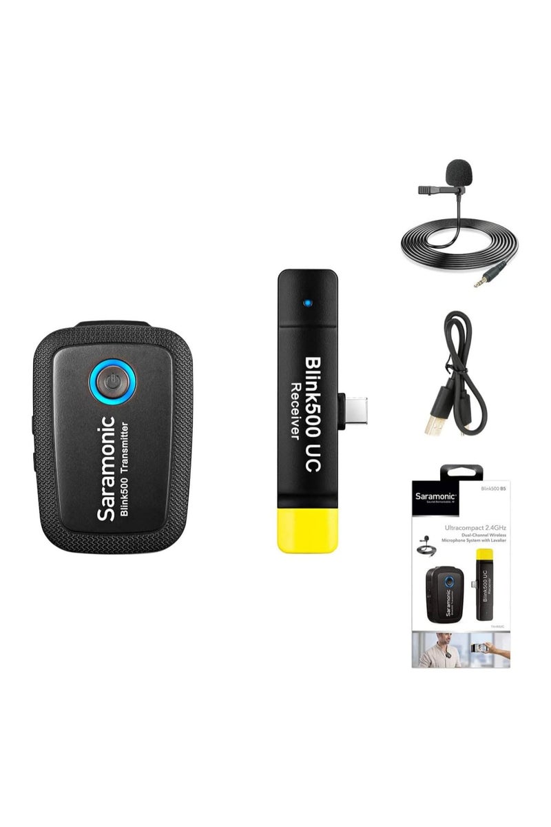Saramonic Blink 500 B5 Wireless Clip-On Microphone System with Lavalier Mic & Dual USB-C Receiver – Ideal for Android Smartphones, Tablets & USB-C Devices - Image 1
