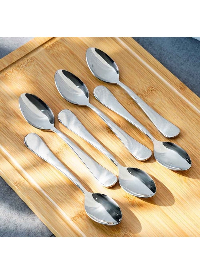DANUBE HOME Rosemarry 6-Piece Soup Spoon Bowl Spoon Deep Spoon Table Spoon  Silverware for Home And Kitchen Mirror Polished - Silver - 17x4.5 cm  - Image 1