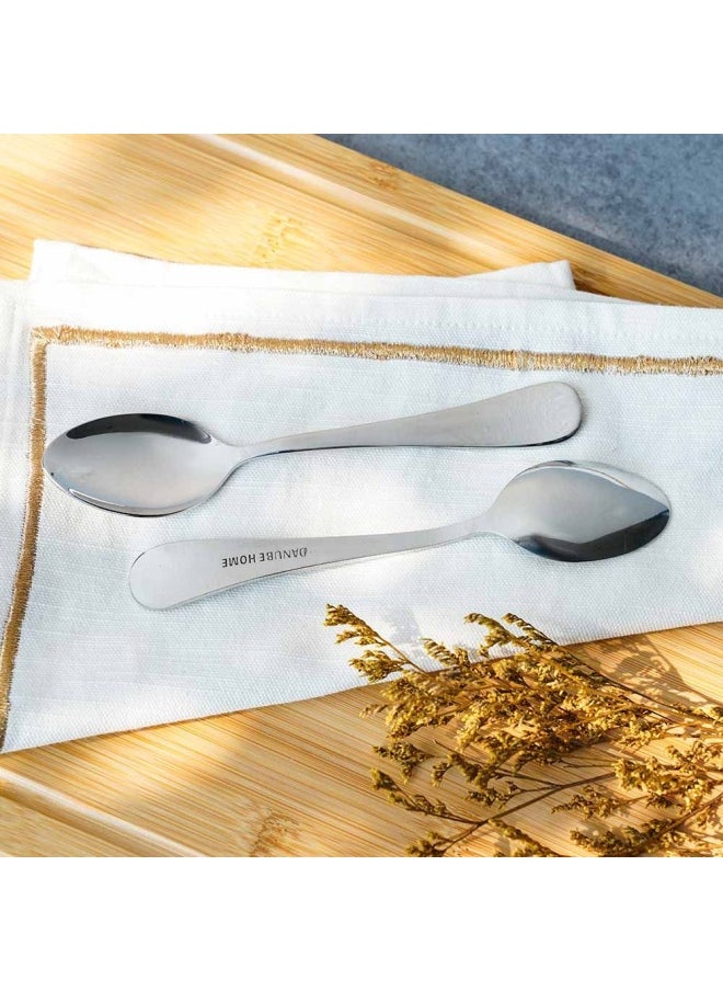 DANUBE HOME Rosemarry 6-Piece Soup Spoon Bowl Spoon Deep Spoon Table Spoon  Silverware for Home And Kitchen Mirror Polished - Silver - 17x4.5 cm  - Image 3