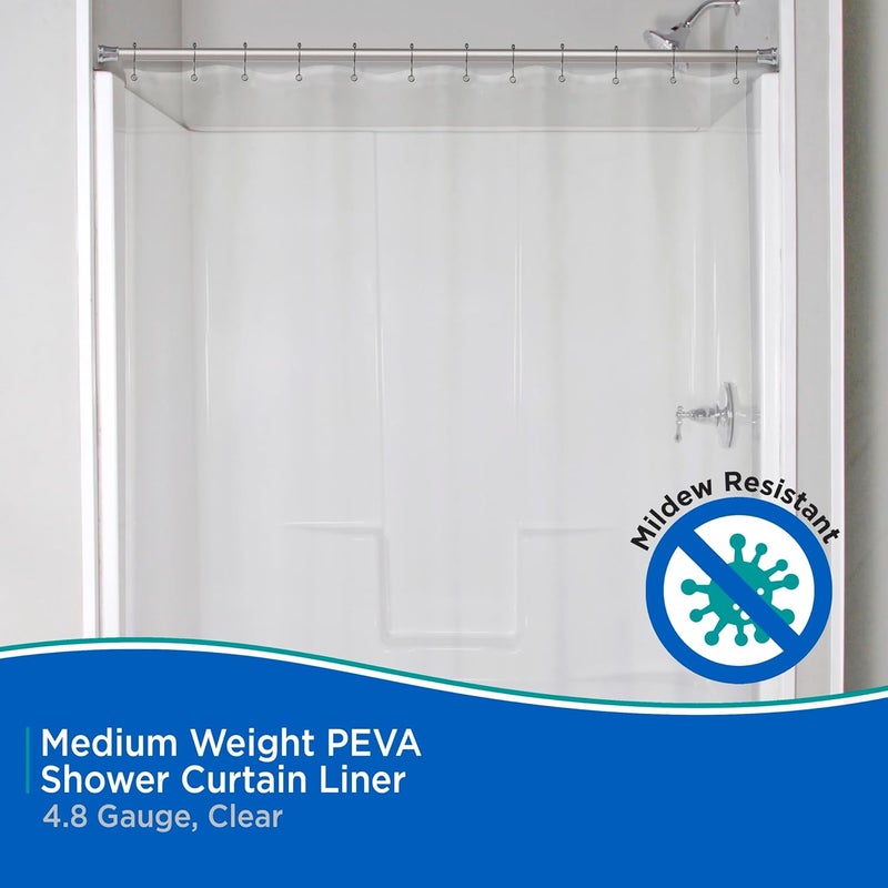 Kenney Medium Weight PEVA Shower Curtain Liner, 70" W x 72" H, Clear - Image 3