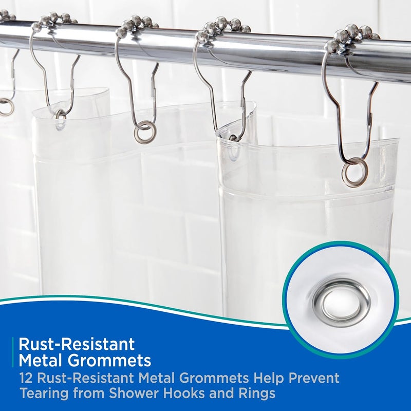 Kenney Medium Weight PEVA Shower Curtain Liner, 70" W x 72" H, Clear - Image 4