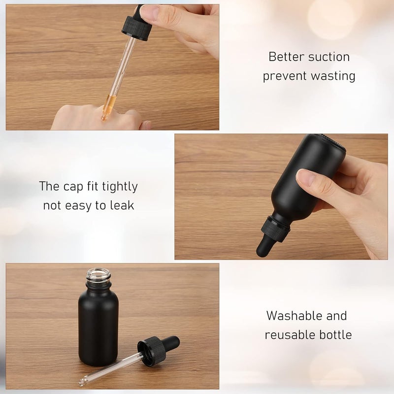 Epakh 100 Black Dropper Bottles  1oz Glass Round Bottles with Droppers and Hats  30ml for Essential Oils Lab Tinctures Medicine Perfumes - Image 4