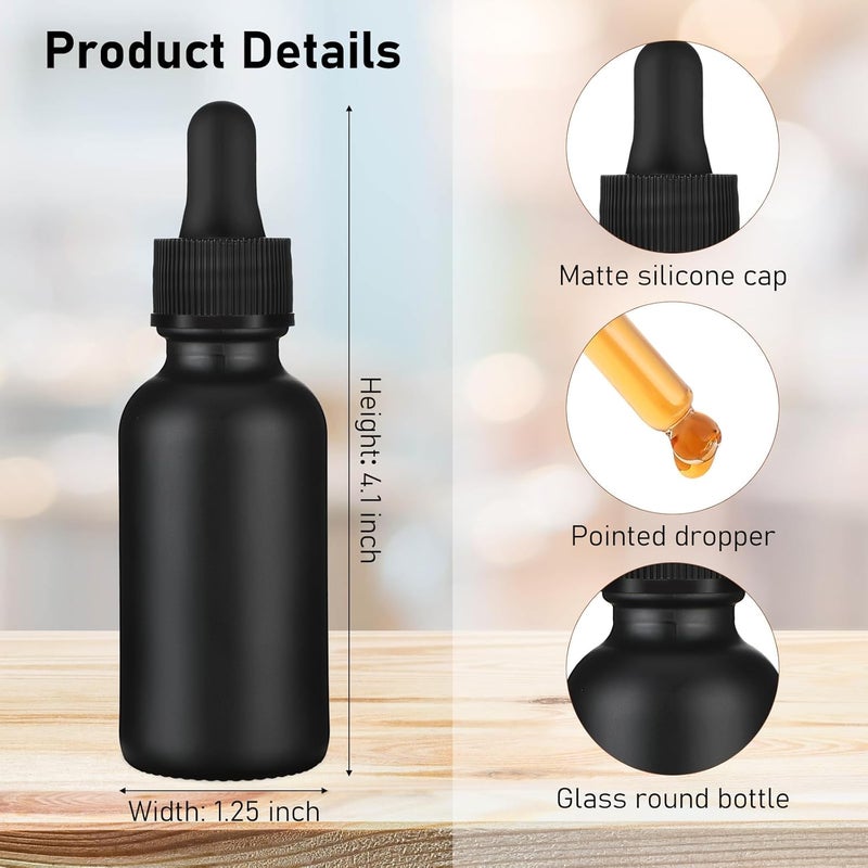 Epakh 100 Black Dropper Bottles  1oz Glass Round Bottles with Droppers and Hats  30ml for Essential Oils Lab Tinctures Medicine Perfumes - Image 2