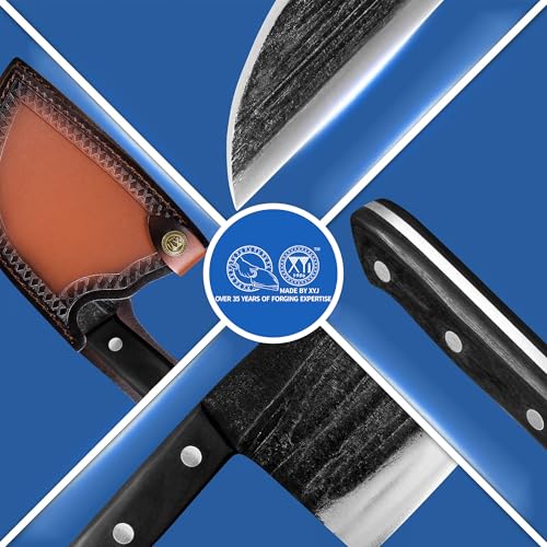 XYJ Authentic Since 1986,6 Inch Serbian Chef Knife With Sheath,Handmade Forged Ancient Outdoor Camping Kitchen Butcher Knife,Vegetable Cooking Meat Knives,Full Tang - Image 2