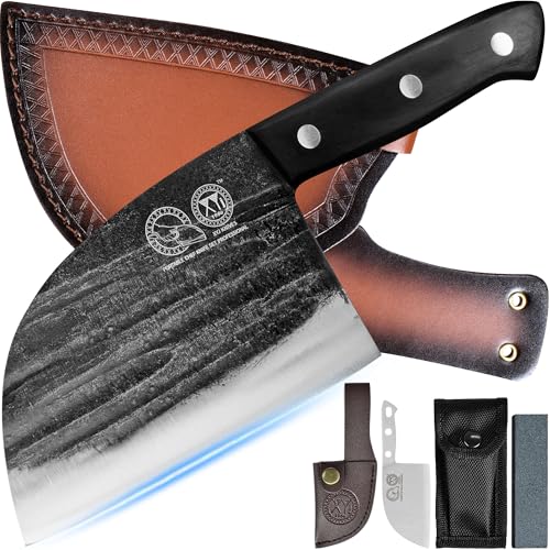 XYJ Authentic Since 1986,6 Inch Serbian Chef Knife With Sheath,Handmade Forged Ancient Outdoor Camping Kitchen Butcher Knife,Vegetable Cooking Meat Knives,Full Tang - Image 1