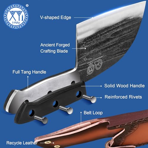 XYJ Authentic Since 1986,6 Inch Serbian Chef Knife With Sheath,Handmade Forged Ancient Outdoor Camping Kitchen Butcher Knife,Vegetable Cooking Meat Knives,Full Tang - Image 5