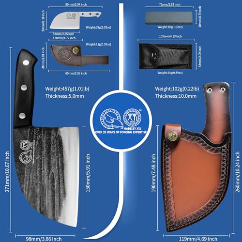 XYJ Authentic Since 1986,6 Inch Serbian Chef Knife With Sheath,Handmade Forged Ancient Outdoor Camping Kitchen Butcher Knife,Vegetable Cooking Meat Knives,Full Tang - Image 4