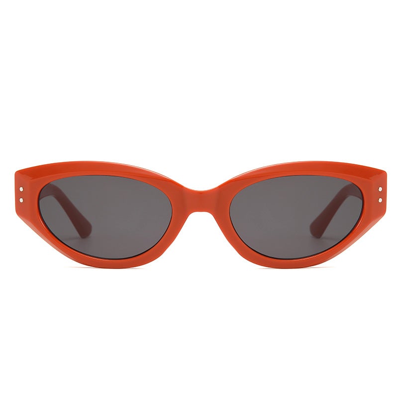 Generic Retro Cat Eye Polarized Sunglasses Unisex UV Protection Orange frame gray piece
