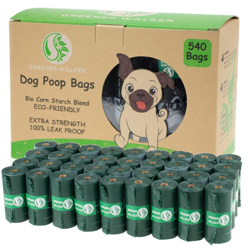 GREENER WALKER Poop Bags for Dog Waste-540 Bags,Extra Thick Strong 100% Leak Proof Dog waste Bags (Deep Green) - Image 1