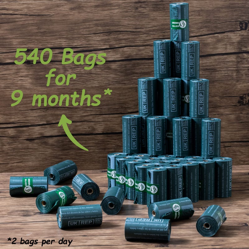 GREENER WALKER Poop Bags for Dog Waste-540 Bags,Extra Thick Strong 100% Leak Proof Dog waste Bags (Deep Green) - Image 5