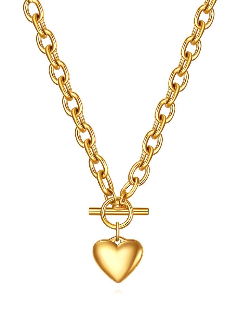 كاف كريشنس كاف كريشن قلادة على شكل قلب من الستانلس ستيل مطلية بالذهب عيار 18 للنساء والفتيات، الشدة، مقاومة للماء، الطول: 50 سم، لا تسبب الحساسية، تدوم طويلاً ولا تفقد بريقها - Image 1