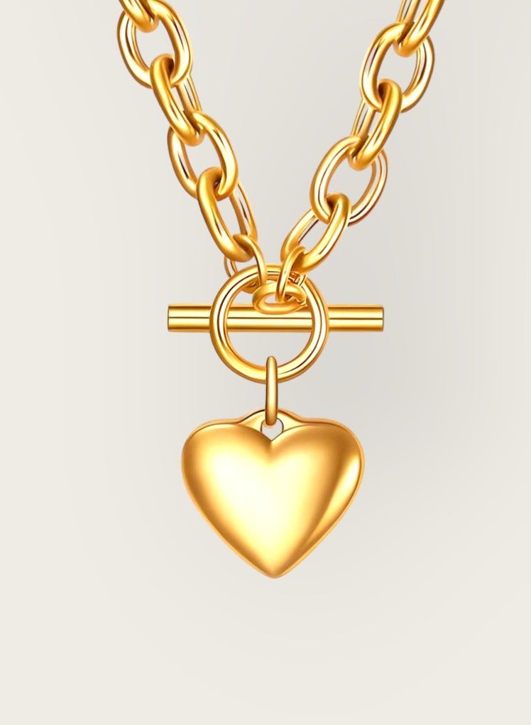 كاف كريشنس كاف كريشن قلادة على شكل قلب من الستانلس ستيل مطلية بالذهب عيار 18 للنساء والفتيات، الشدة، مقاومة للماء، الطول: 50 سم، لا تسبب الحساسية، تدوم طويلاً ولا تفقد بريقها - Image 2