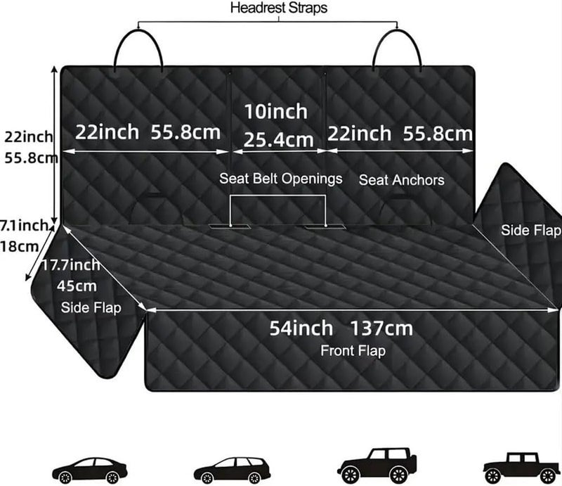 Dog Car Seat Cover for Back Seat for Smart Fortwo 2008–2019 C451/C453,Cargo Liner for Dogs,Back Seat Pet Bed Mat for Travel, Waterproof Nonslip - Image 2