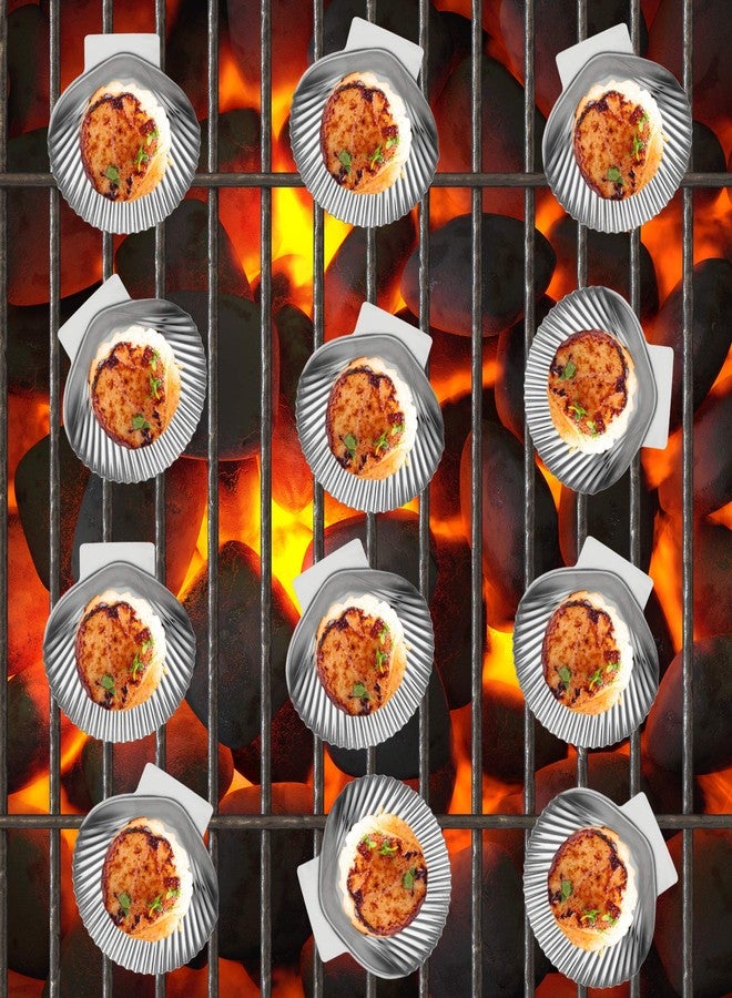 Outset Grillable Shells, All Purpose Grillable Stainless Steel Sea Shells, Set of 12 - Image 2