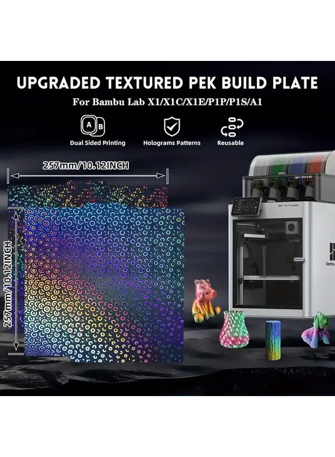 بامبو لاب ربيعية الصلب لوحة بناء طابعة ثلاثية الأبعاد 257x257 مم طلاء H3H H3HA لـ X1 X1C P1P P1S - Image 3