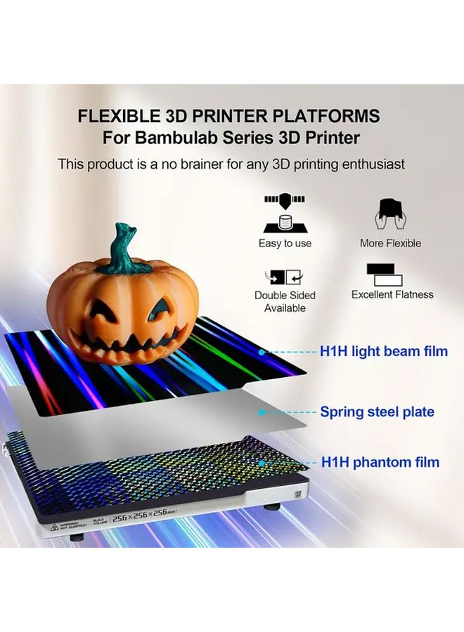 بامبو لاب ربيعية الصلب لوحة بناء طابعة ثلاثية الأبعاد 257x257 مم طلاء H3H H3HA لـ X1 X1C P1P P1S - Image 5