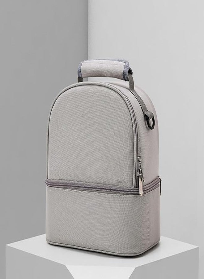 مانكرو حقيبة تبريد حليب الأم من مانكرو مع عبوة ثلج، تتسع لـ 6 زجاجات رضاعة معزولة بسعة تصل إلى 9 أونصات، حقيبة تبريد حليب الأم للأم المرضعة (رمادي 1) - Image 2