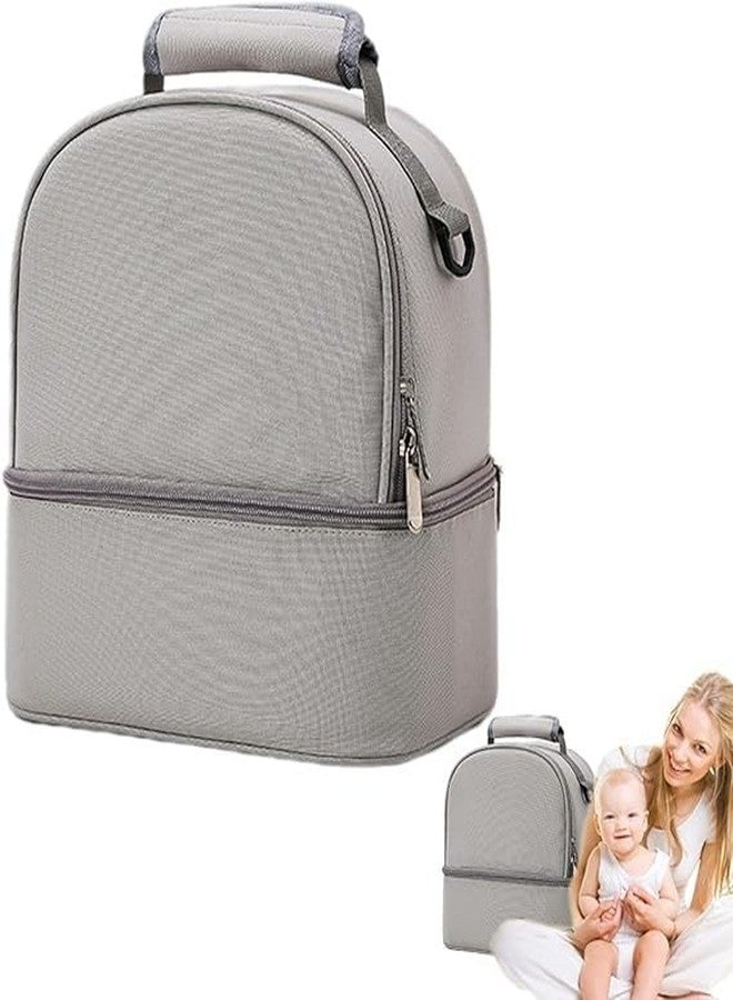 مانكرو حقيبة تبريد حليب الأم من مانكرو مع عبوة ثلج، تتسع لـ 6 زجاجات رضاعة معزولة بسعة تصل إلى 9 أونصات، حقيبة تبريد حليب الأم للأم المرضعة (رمادي 1) - Image 1