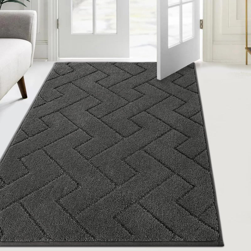 FCSDETAIL Dirt Trapper Indoor Door Mat 86 x 150 cm Machine Washable Entrance Rug Super Absorbent Dog Doormat Nonslip Inside Floor Mat for Entryway Muddy Shoes  Paws