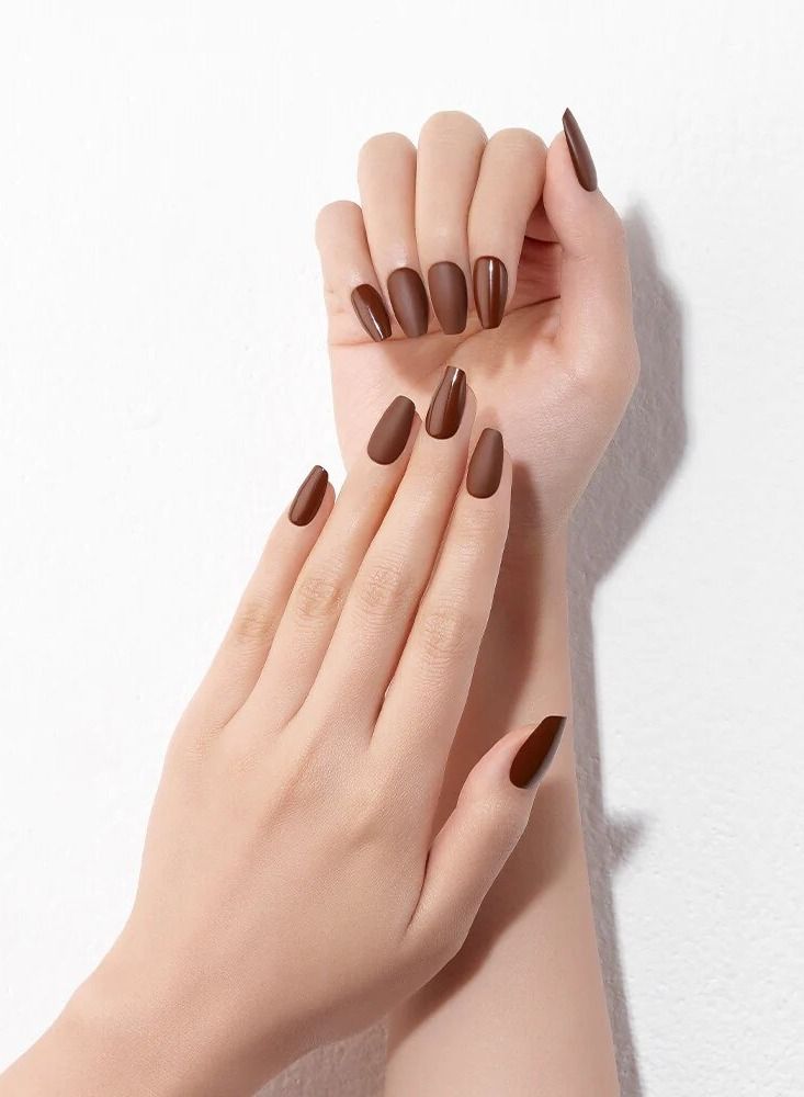 Dashing Diva Magic Press Chocolate Cashmere -medium fresh shape - Image 2