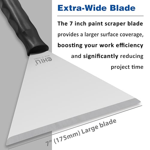 CHILI TOOLS 7 Inch Stainless Steel Pole Scraper -1.8mm Heavy Duty Blade, Ideal for Ceiling Paint Removal & Wallpaper Scraping, Fits CHILI Extension Pole, for DIY & Professional Use, Made In Taiwan - Image 5
