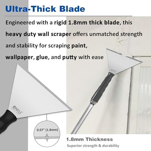 CHILI TOOLS 7 Inch Stainless Steel Pole Scraper -1.8mm Heavy Duty Blade, Ideal for Ceiling Paint Removal & Wallpaper Scraping, Fits CHILI Extension Pole, for DIY & Professional Use, Made In Taiwan - Image 4
