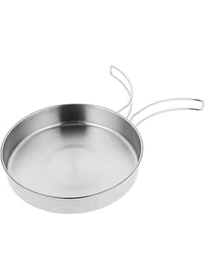 Compact Portable Stainless Steel Outdoor Frying Pan Non Stick Camping Cookware Folding Handle Easy Clean - Image 1
