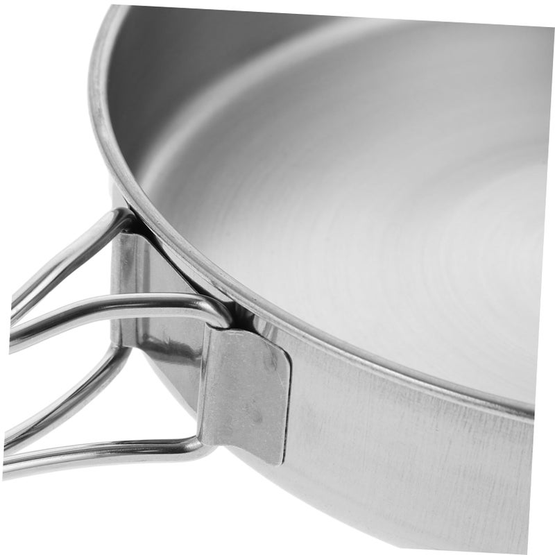 Compact Portable Stainless Steel Outdoor Frying Pan Non Stick Camping Cookware Folding Handle Easy Clean - Image 3