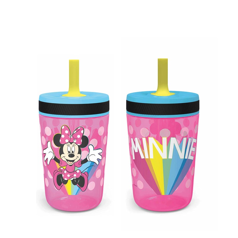 زاك ديزاينز Disney Kelso Tumbler 15 oz Set (Minnie Mouse) Leak-Proof Screw-On Lid with Straw, Made of Durable Plastic and Silicone, Perfect Bundle for Toddlers, Kids - Image 1