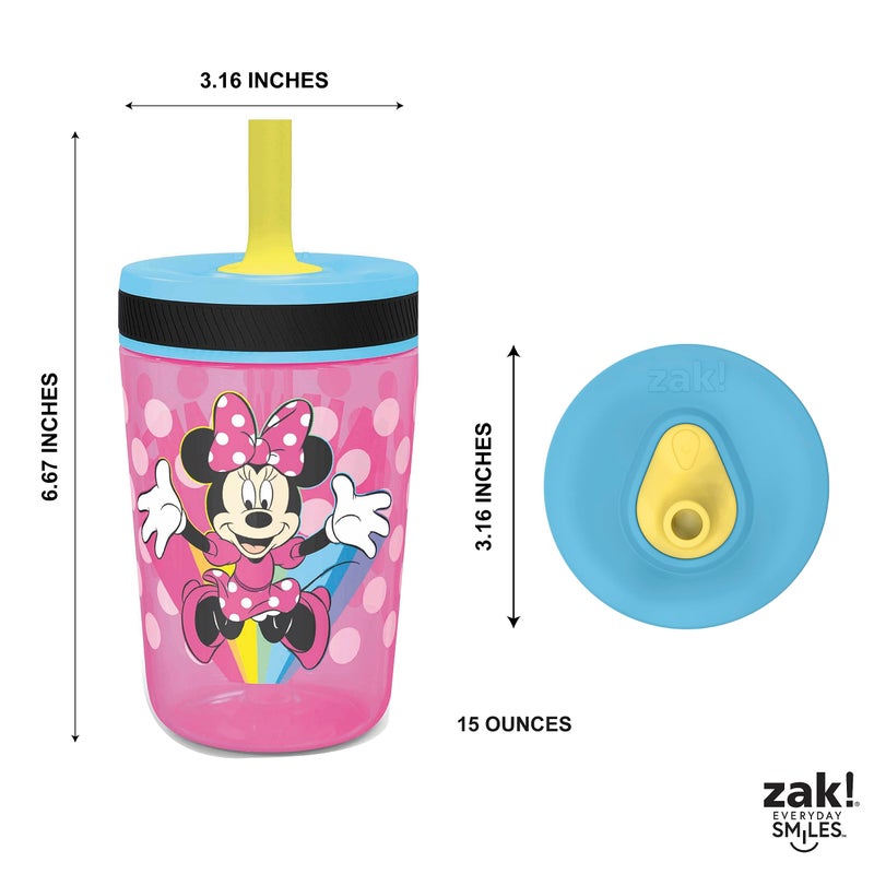 زاك ديزاينز Disney Kelso Tumbler 15 oz Set (Minnie Mouse) Leak-Proof Screw-On Lid with Straw, Made of Durable Plastic and Silicone, Perfect Bundle for Toddlers, Kids - Image 5