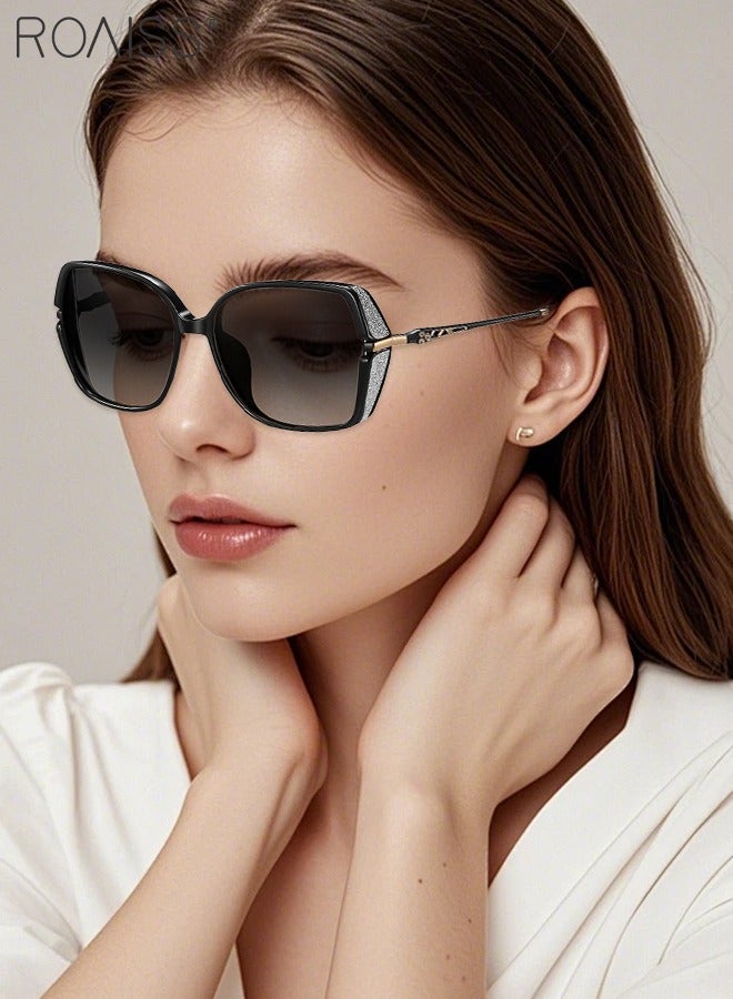 roaiss Women's Polarized Butterfly Sunglasses, UV400 Protection Sun Glasses with Stylish Temples, Fashion Anti-glare Sun Shades for Women with Glasses Case, 55mm, Black - Image 2