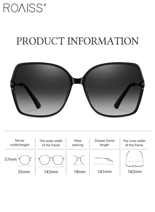 roaiss Women's Polarized Butterfly Sunglasses, UV400 Protection Sun Glasses with Stylish Temples, Fashion Anti-glare Sun Shades for Women with Glasses Case, 55mm, Black - Image 3