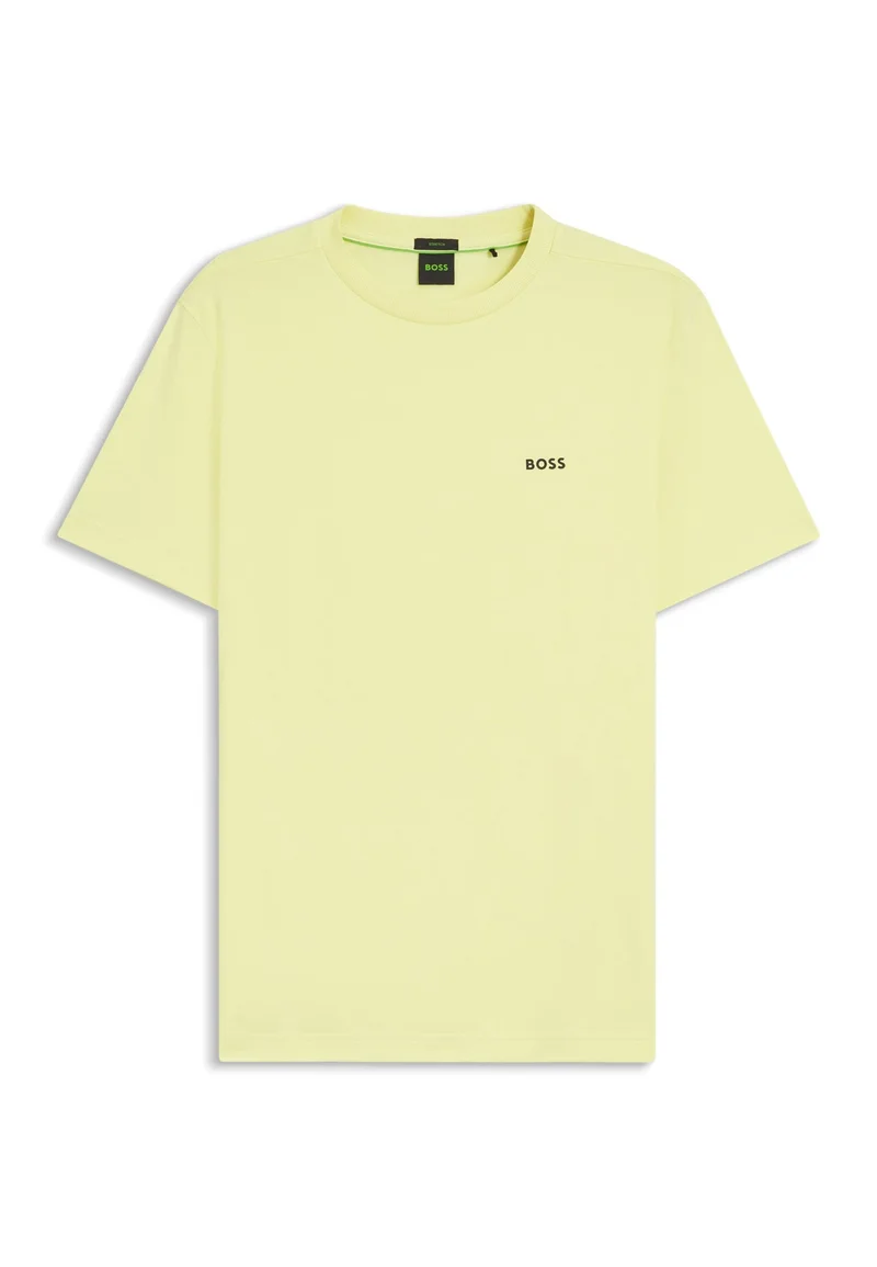 BOSS Open Yellow Stretch-cotton T-shirt with logo detail for Men | Best Price UAE