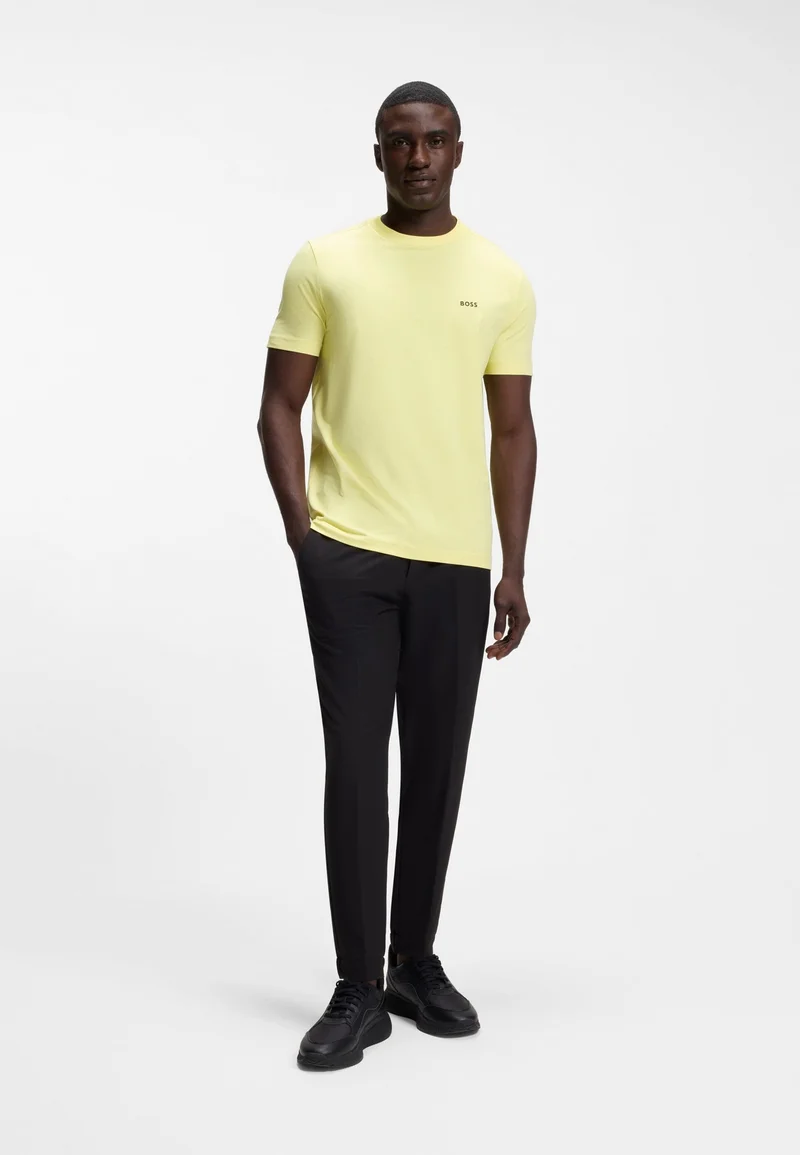 BOSS Open Yellow Stretch-cotton T-shirt with logo detail for Men | Best Price UAE