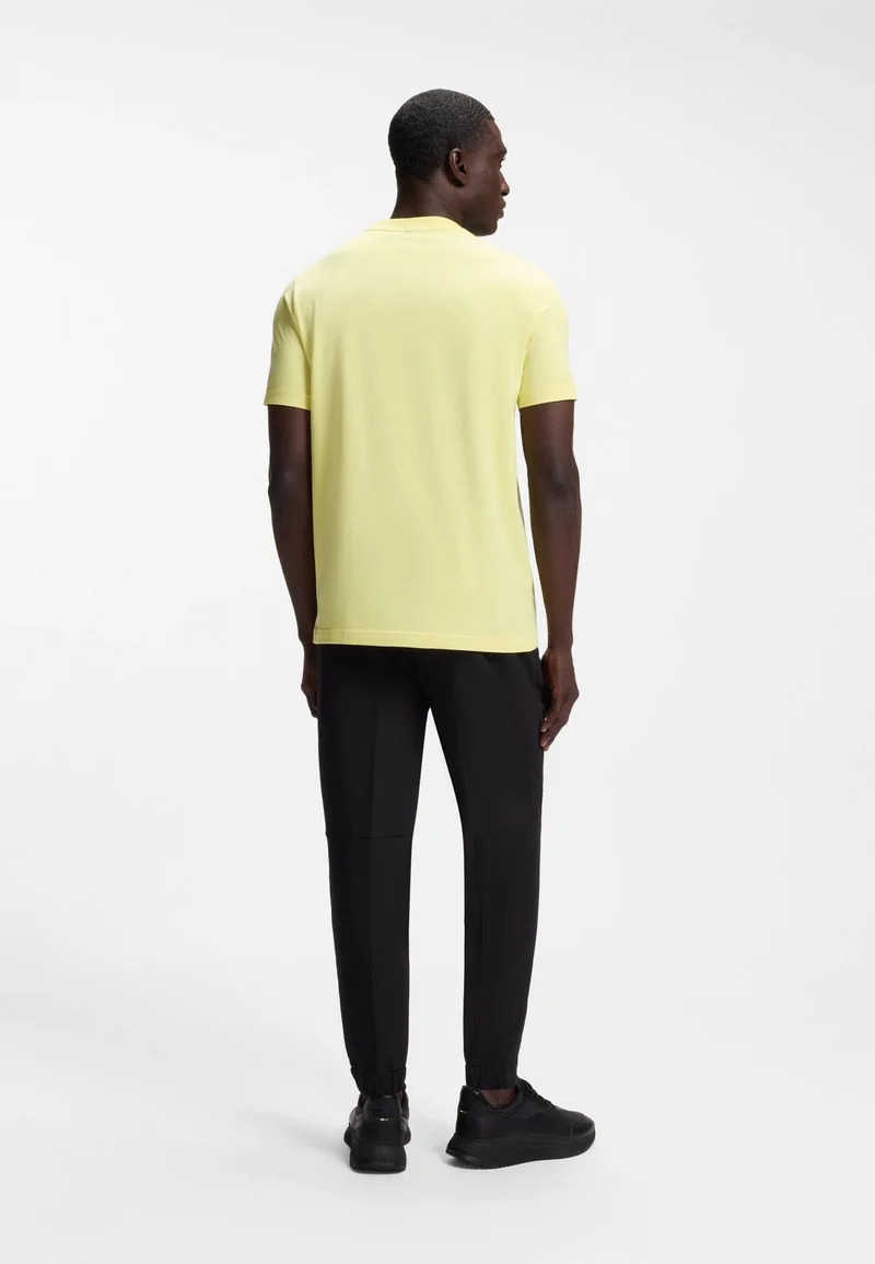 BOSS Open Yellow Stretch-cotton T-shirt with logo detail for Men | Best Price UAE