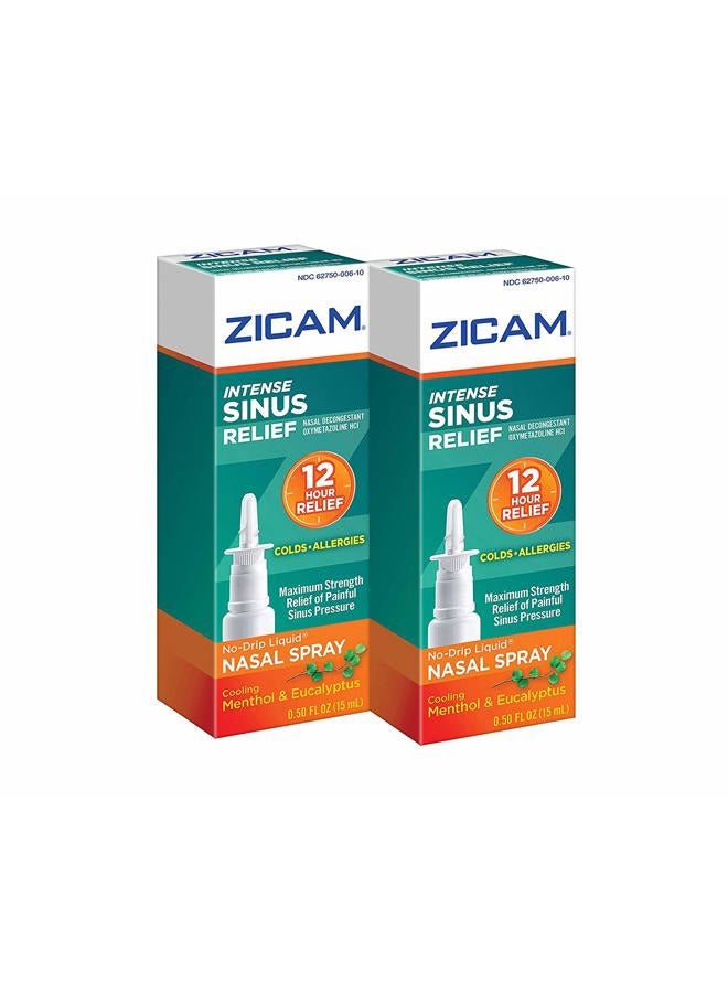 Zicam رذاذ أنف سائل بدون تسرب لتخفيف الجيوب الأنفية المكثف مع المنثول المبرد والأوكاليبتوس، 0.5 أونصة (عبوة من 2) - Image 1
