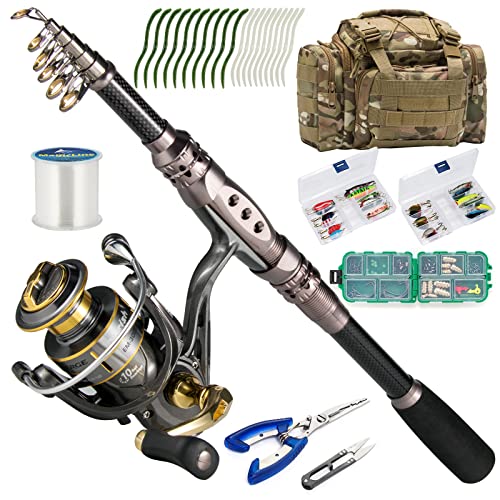 DrFish Fishing Rod and Reel Combos 125Pieces Telescopic Spinning Pole Reel Gear Equipment Set for Adult Collapsible Travel Complete Fishing Sets Men Starter Freshwater Saltwater 7FT