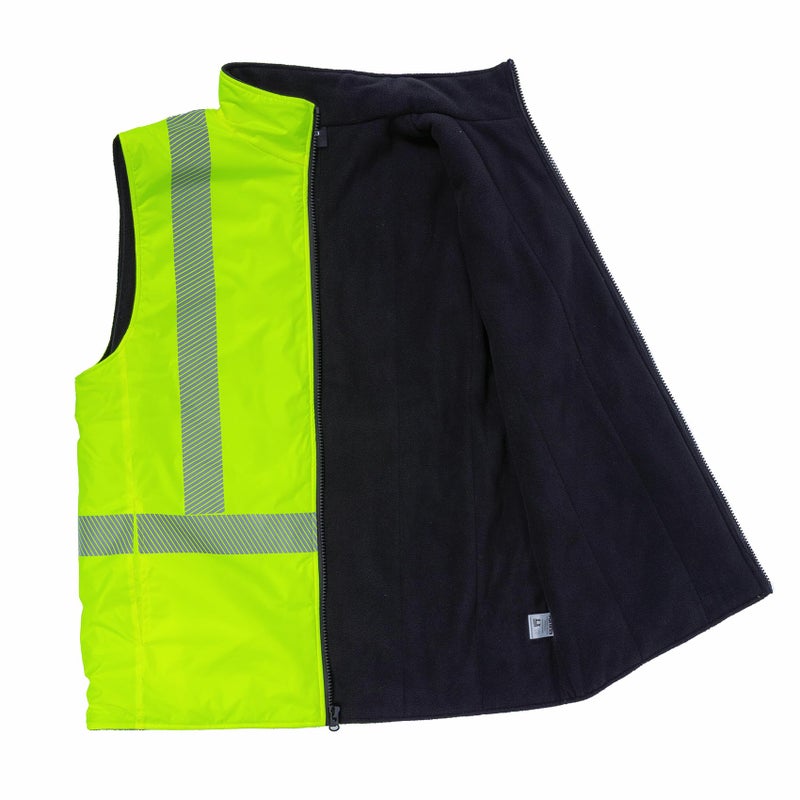 FONIRRA High Visibility Jacket for Men Waterproof,ANSI Class 2 Hi Vis Fleece Jacket for Outdoor,Safety Jacket for Construction - Image 2