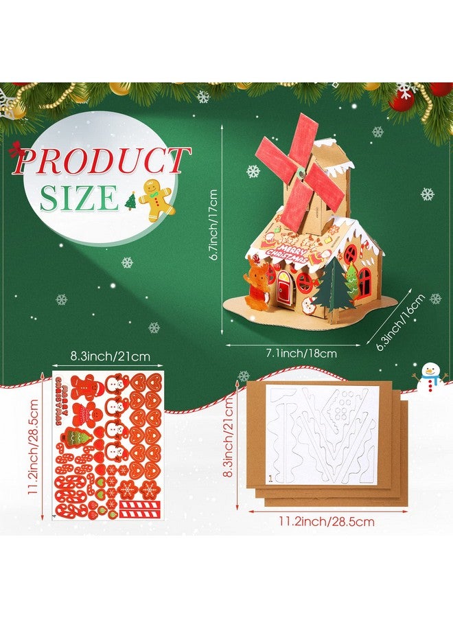 Sumind 6 Sets Christmas Gingerbread House Kit Christmas Crafts for Kids Mini Christmas Cardboard Make-a-Gingerbread House Craft for Boy Girl Christmas Party Game Craft Supplies(Lovely Style) - Image 3