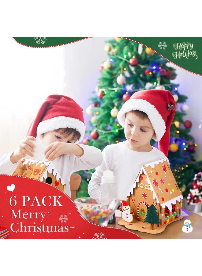 Sumind 6 Sets Christmas Gingerbread House Kit Christmas Crafts for Kids Mini Christmas Cardboard Make-a-Gingerbread House Craft for Boy Girl Christmas Party Game Craft Supplies(Lovely Style) - Image 2