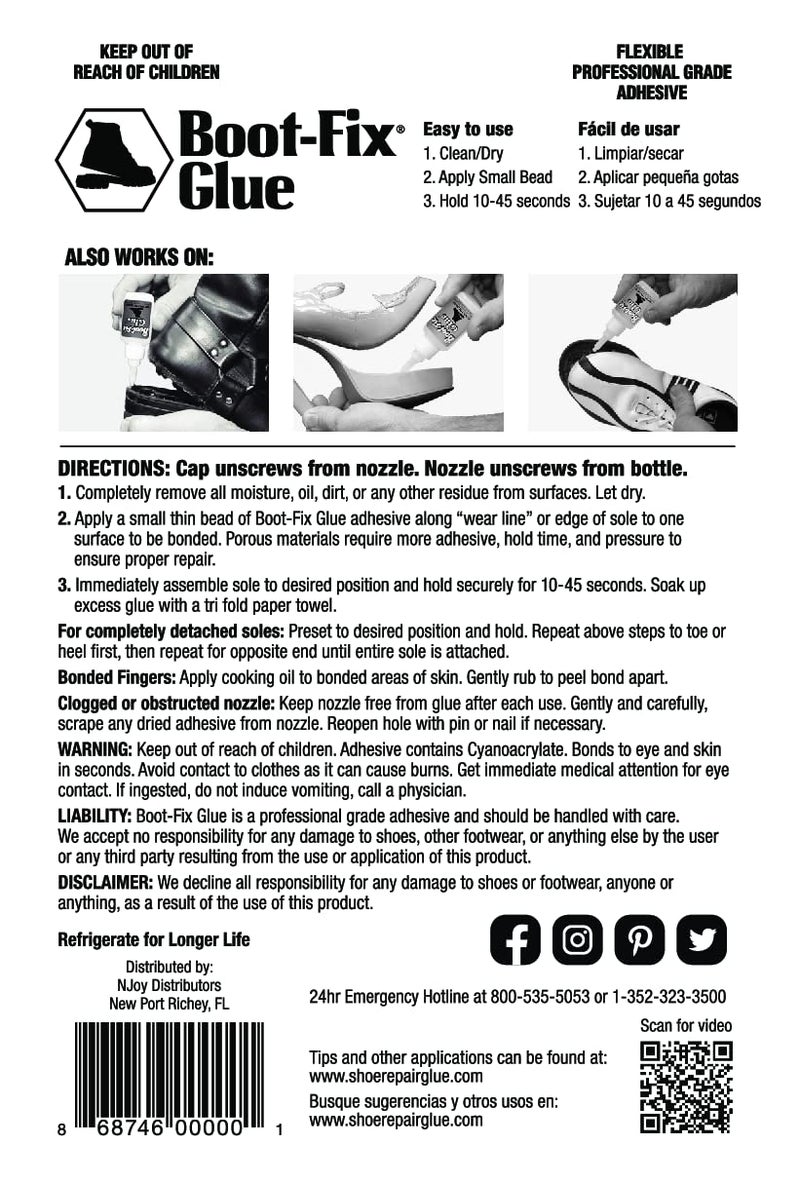 Boot-Fix Shoe Glue â€“ Professional Grade Shoe Repair Adhesive for Boots, Shoes, & More â€“ Instant Bond, Clear Drying, Flexible, & Durable â€“ Perfect for Leather, Rubber, & All Footwear (20g Tube) - Image 2