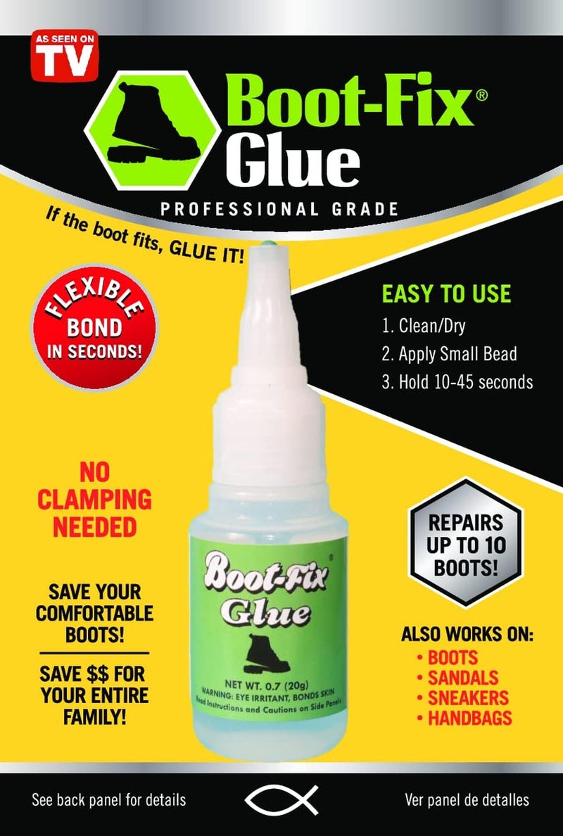 Boot-Fix Shoe Glue â€“ Professional Grade Shoe Repair Adhesive for Boots, Shoes, & More â€“ Instant Bond, Clear Drying, Flexible, & Durable â€“ Perfect for Leather, Rubber, & All Footwear (20g Tube) - Image 1