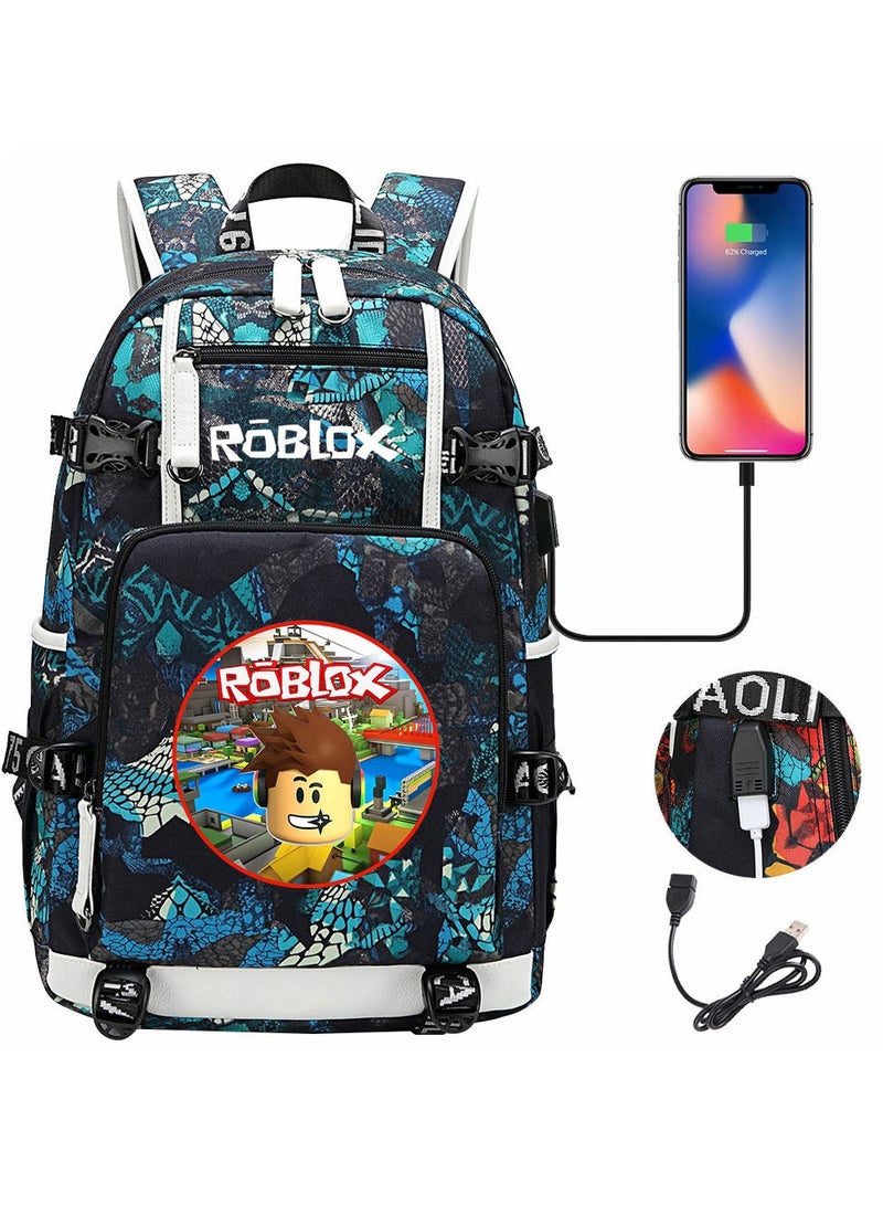 روبلوكس مجموعة حقيبة ظهر بقفل كلمة مرور USB هزلية مكونة من ثلاث قطع