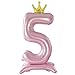 Tellpet Crown Pink Number 5 Balloon with Base For Girls 5th Birthday Party Decoration - Image 2