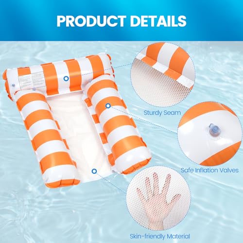 TIWISSES 2 Pack Inflatable Pool Floats 4-in-1 Pool Hammock with Bottom Mesh 3 Tubes Inflatable Hammock for Adults,Portable Floating Chair Bed for Travel, Swimming Pool Hot Tub - Image 3