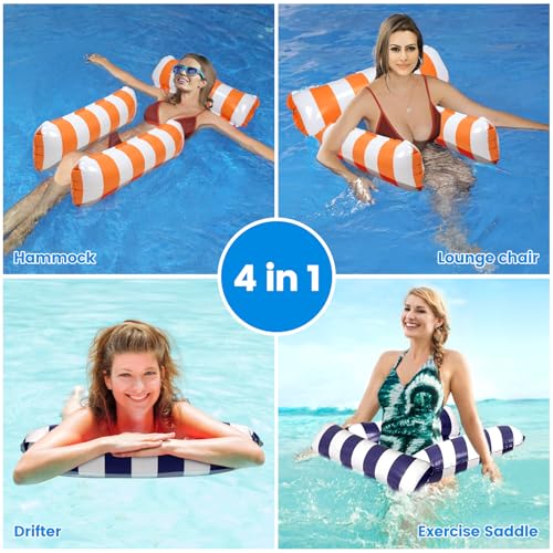 TIWISSES 2 Pack Inflatable Pool Floats 4-in-1 Pool Hammock with Bottom Mesh 3 Tubes Inflatable Hammock for Adults,Portable Floating Chair Bed for Travel, Swimming Pool Hot Tub - Image 4