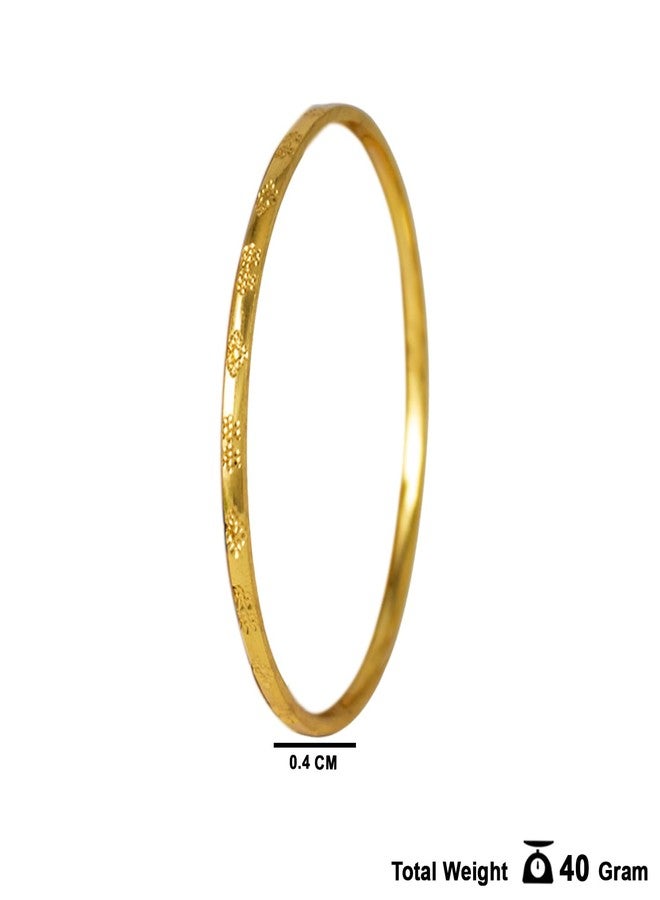 JFL - Jewellery For Less Classic Gold-Plated Floral Engravings Bangle Set for Women and Girls. (Set of 4) - Image 5
