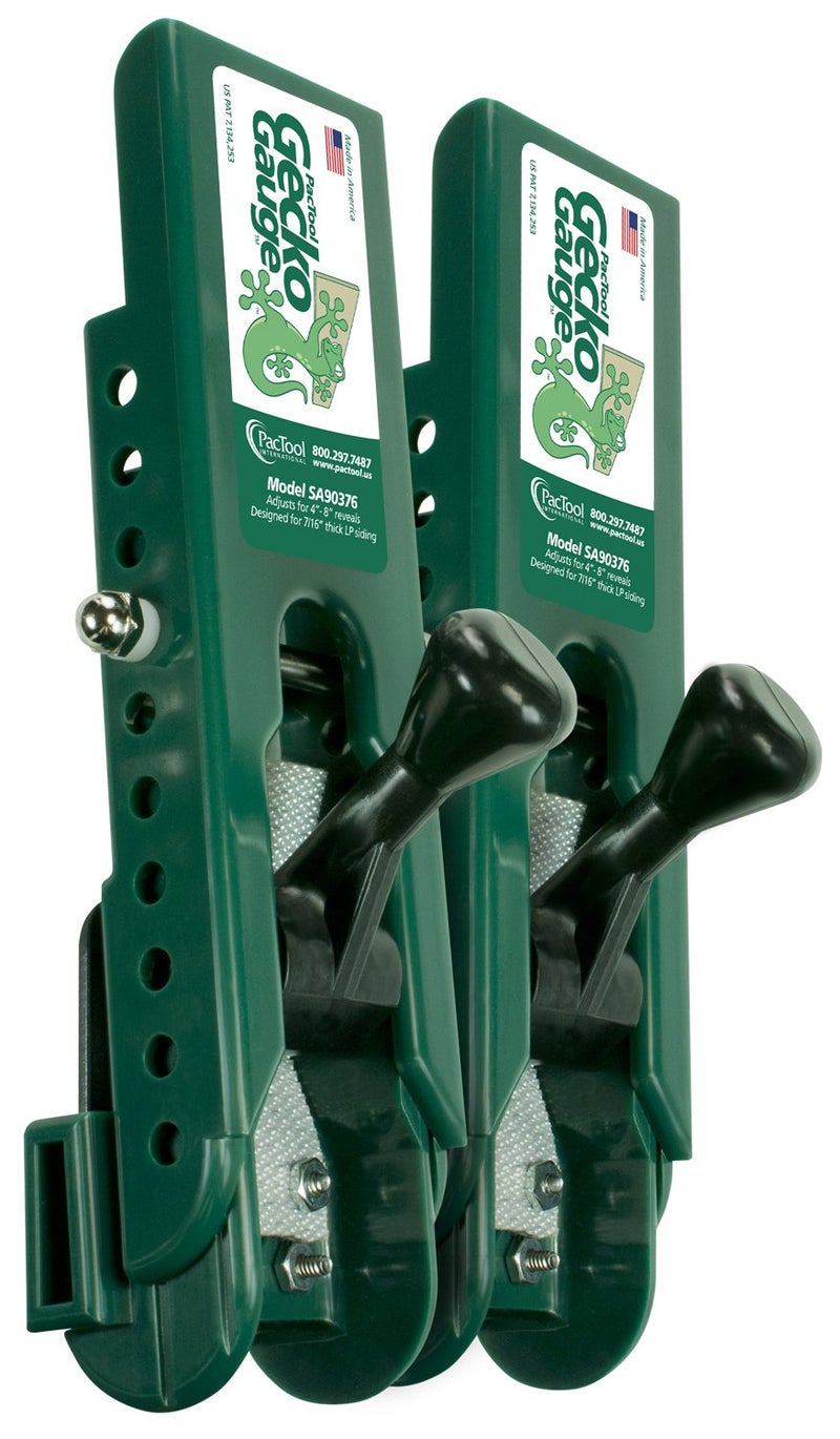 PacTool Gecko Gauge LP Siding Tool, The Original Home Siding Installation Kit - For Use with 7/16 Inch LP Engineered Wood Siding, Includes 2 Gecko Gauge Clamps for One Person Installation - Image 1
